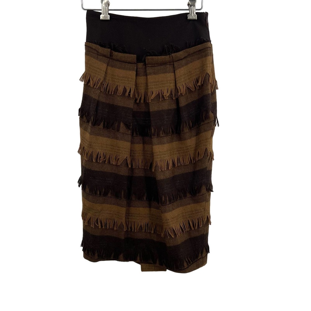 Eva Franco Fringe Detail Pencil Skirt Size 2 New